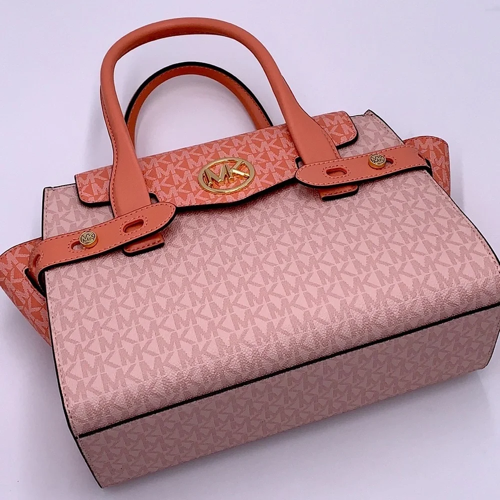 MICHAEL KORS Carmen Medium Color-Block Logo Satchel color Sherbert Multi